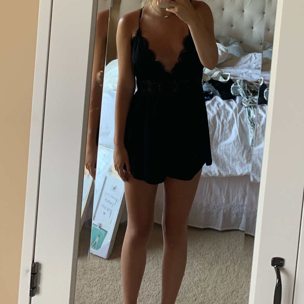 NWT black eyelet romper